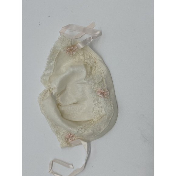 Vintage Infant White Pink Handmade Bonnet Christening Baptism - Picture 4 of 6